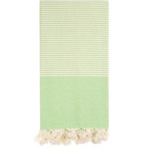 4 Pistachio Green Striped Beach Bath Towels - 100% Turkish Cotton